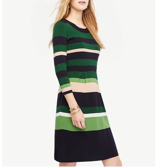 Ann Taylor Dresses & Skirts - Ann Taylor Sz M Sweater Knit Striped Dress EUC